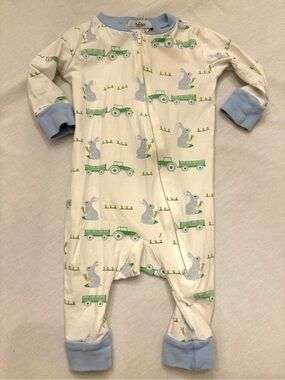 Ishtex Botique Footed One-Piece with Blue Trim